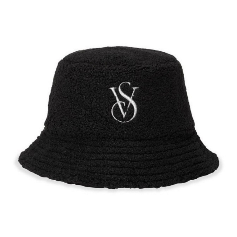 VS Black Teddy Fleece Red Buffalo Plaid Reversible Bucket Hat Winter Cap NEW
